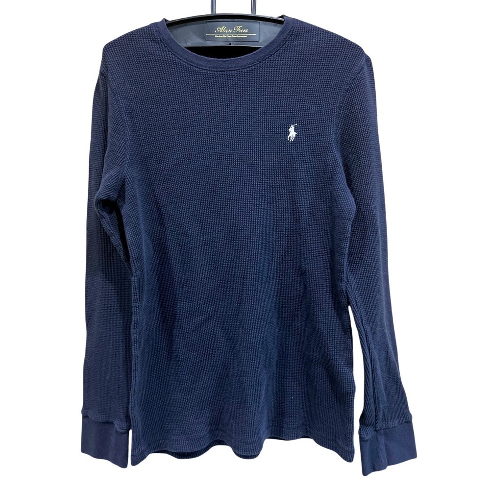 Polo Ralph Lauren‎ Thermal Mens XL Navy Blue Waffle Knit Long Sleeve Pony Logo
